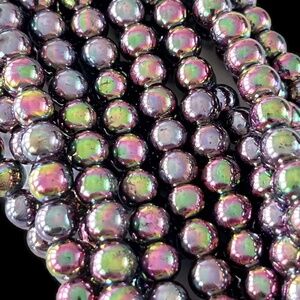 As Low As $2 Peacock Iris Glass Round Beads 8mm (30)